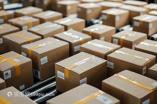 黃色膠帶封存的紙箱世界